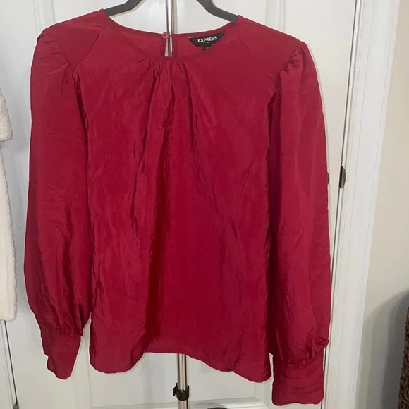 Rich Red Express Puff Sleeve Blouse - Picture 1 of 4